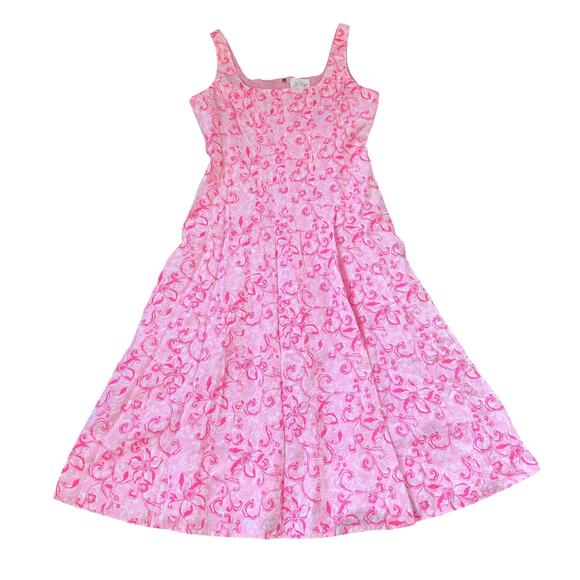 NEW Lilly Pulitzer Calina Linen Midi Dress Conch Shell Pink Flamingle Garden - Picture 2 of 10